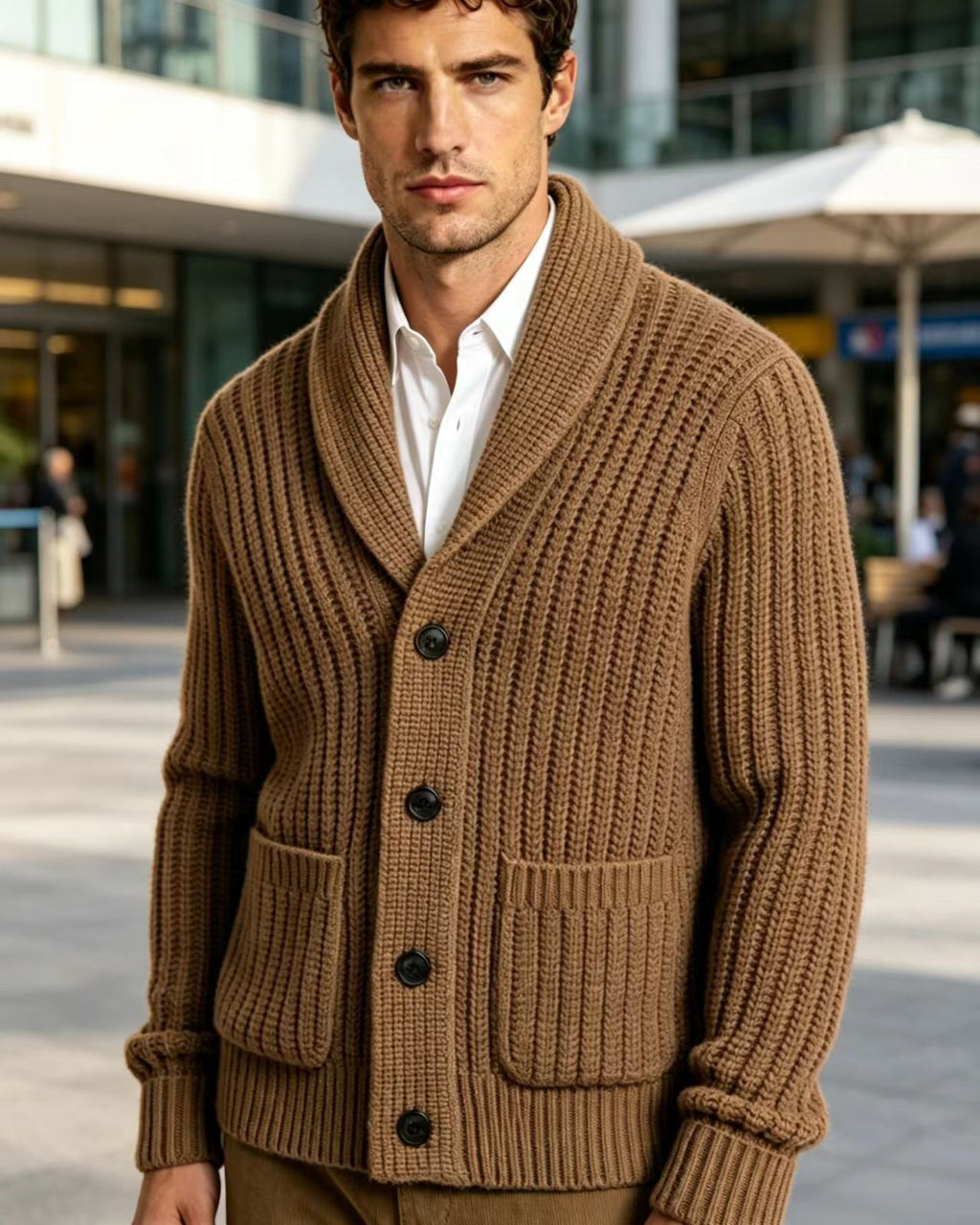 Herren Strick-Cardigan mit Streifen