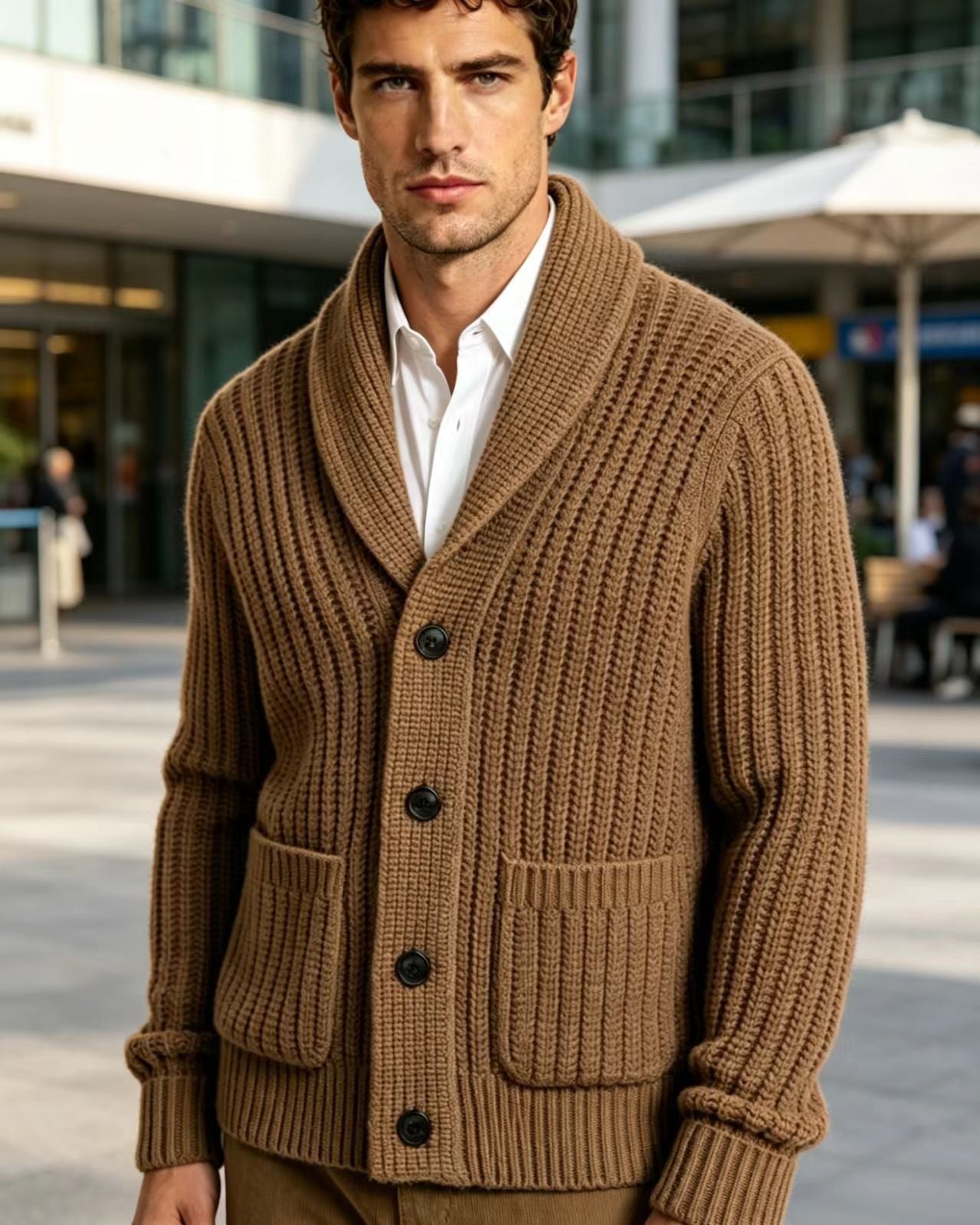 Herren Strick-Cardigan mit Streifen