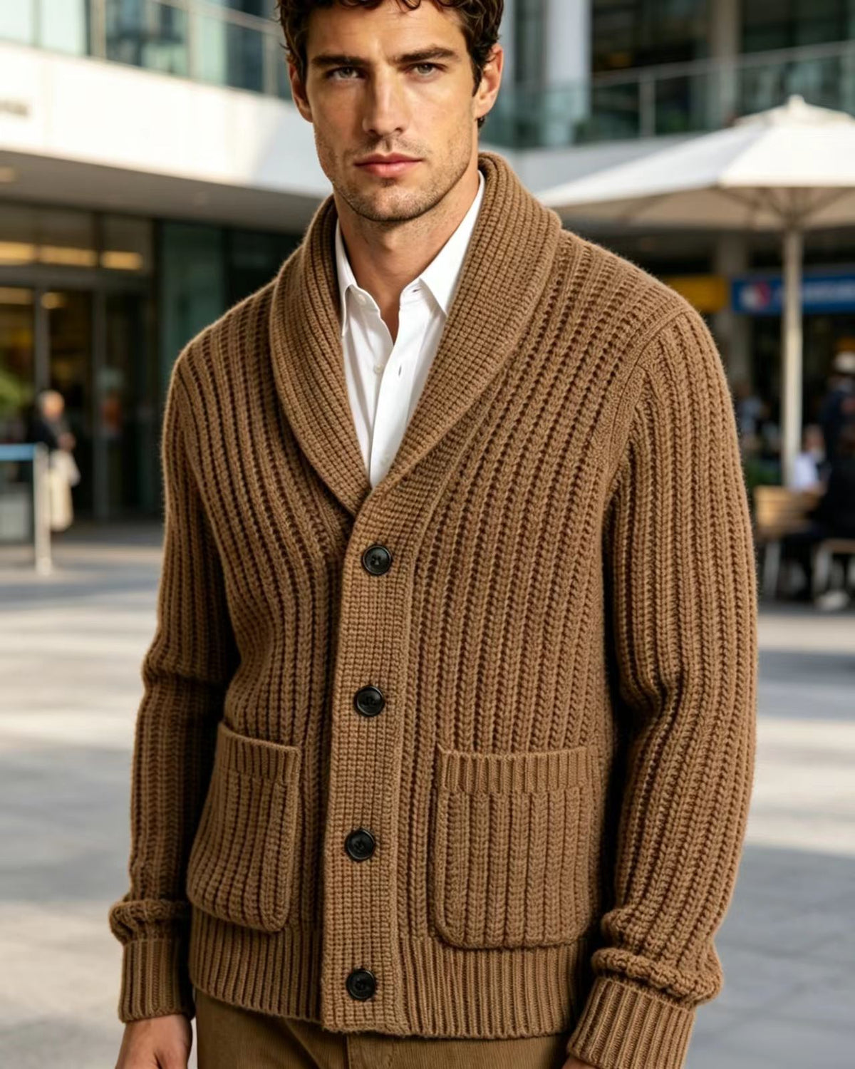 Herren Strick-Cardigan mit Streifen – Bild 1 | LuxeStyle