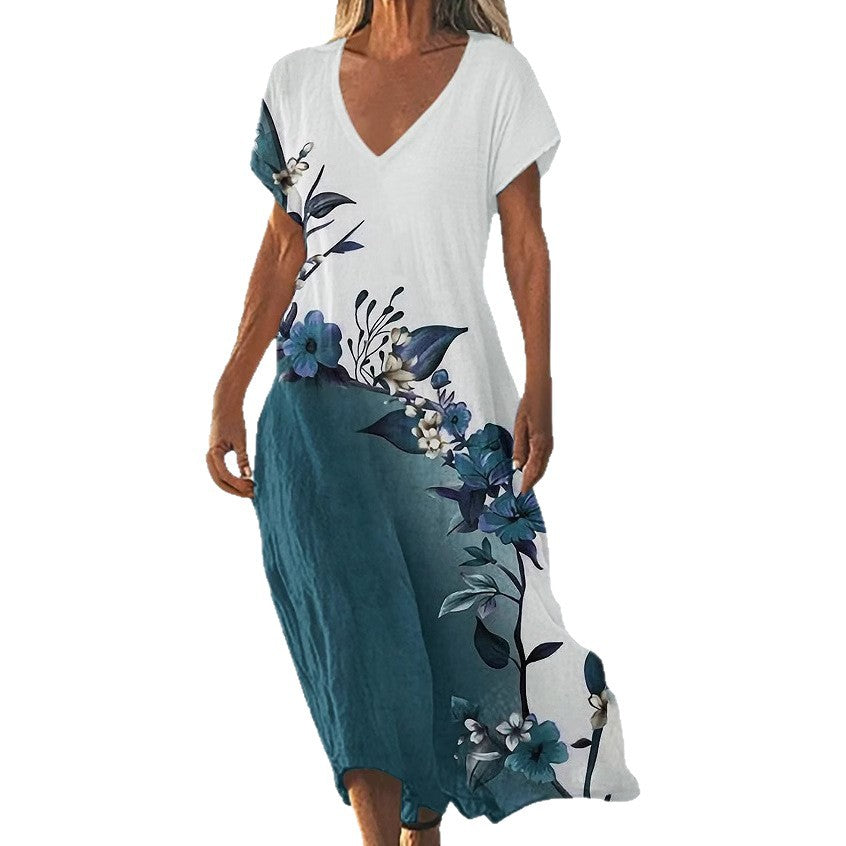 V-Ausschnitt Freizeitkleid Kurzarm