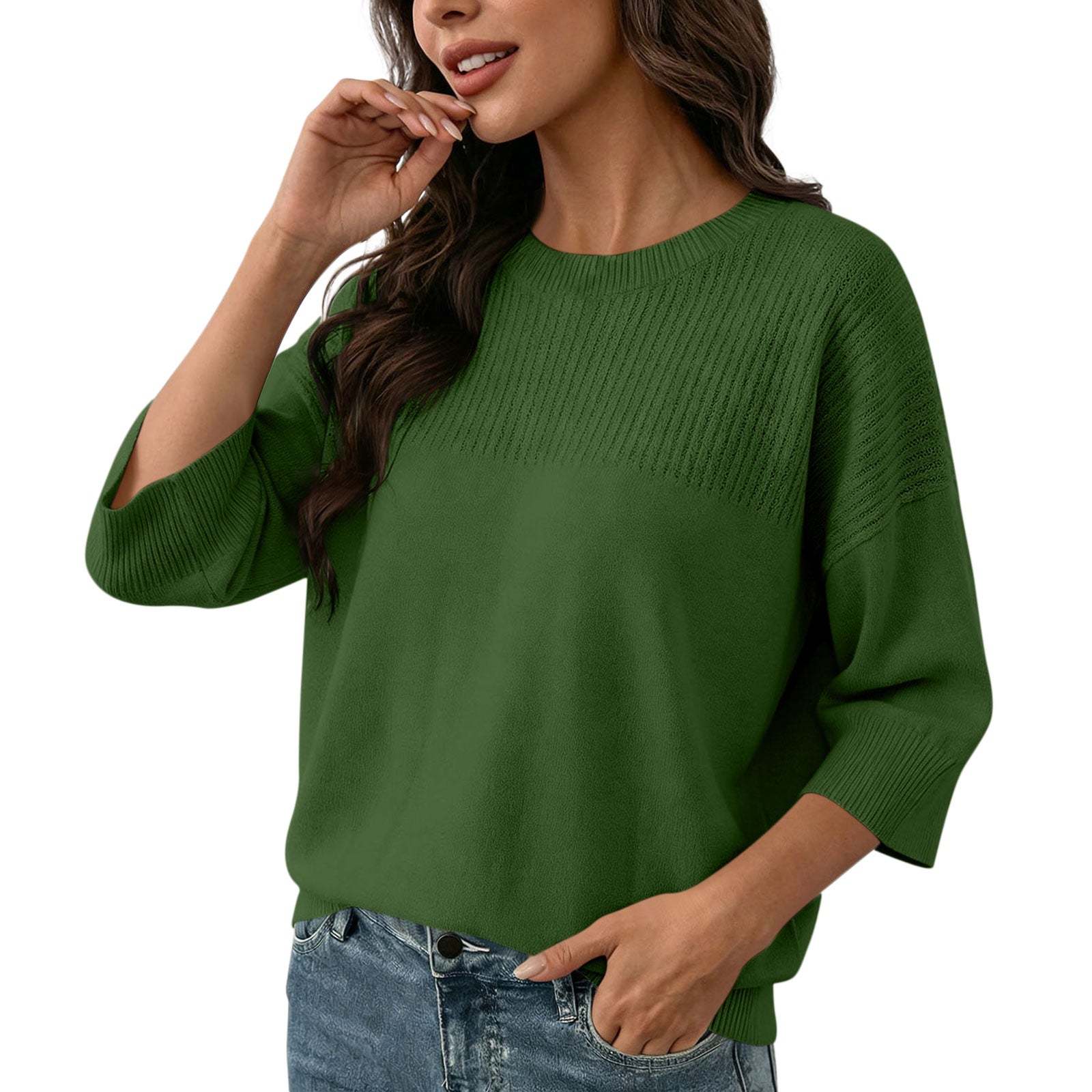 Rundhals-Strickpullover für Damen