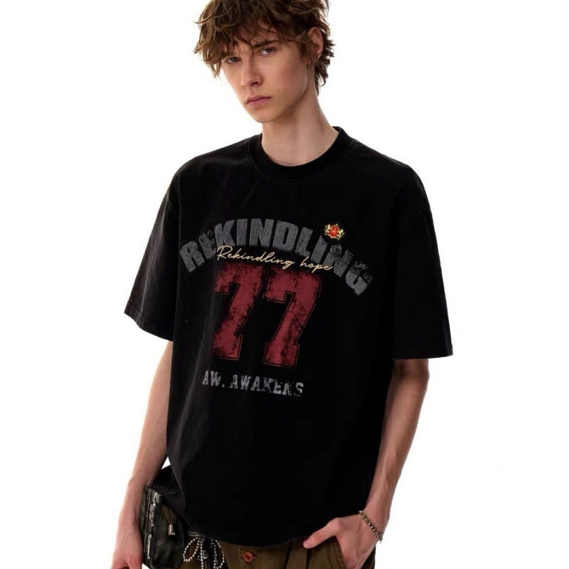 Loose-Fit Kurzarm-Shirt mit Print