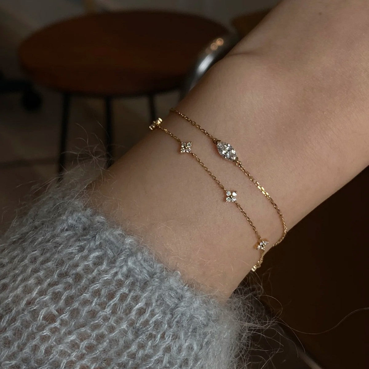 Pferdeaugen Zirkonia Armband, vergoldet