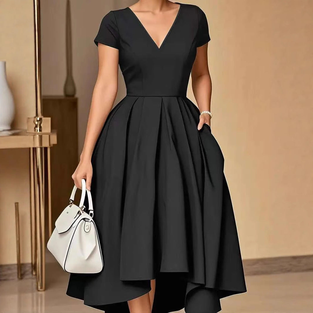 Eleganter Damen A-Linien-Midi-Rock mit V-Ausschnitt