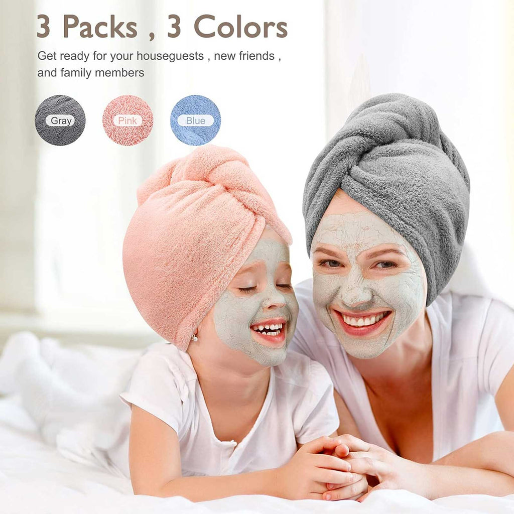 Mikrofaser Haarhandtuch Turban 3er-Set – Ansicht 3