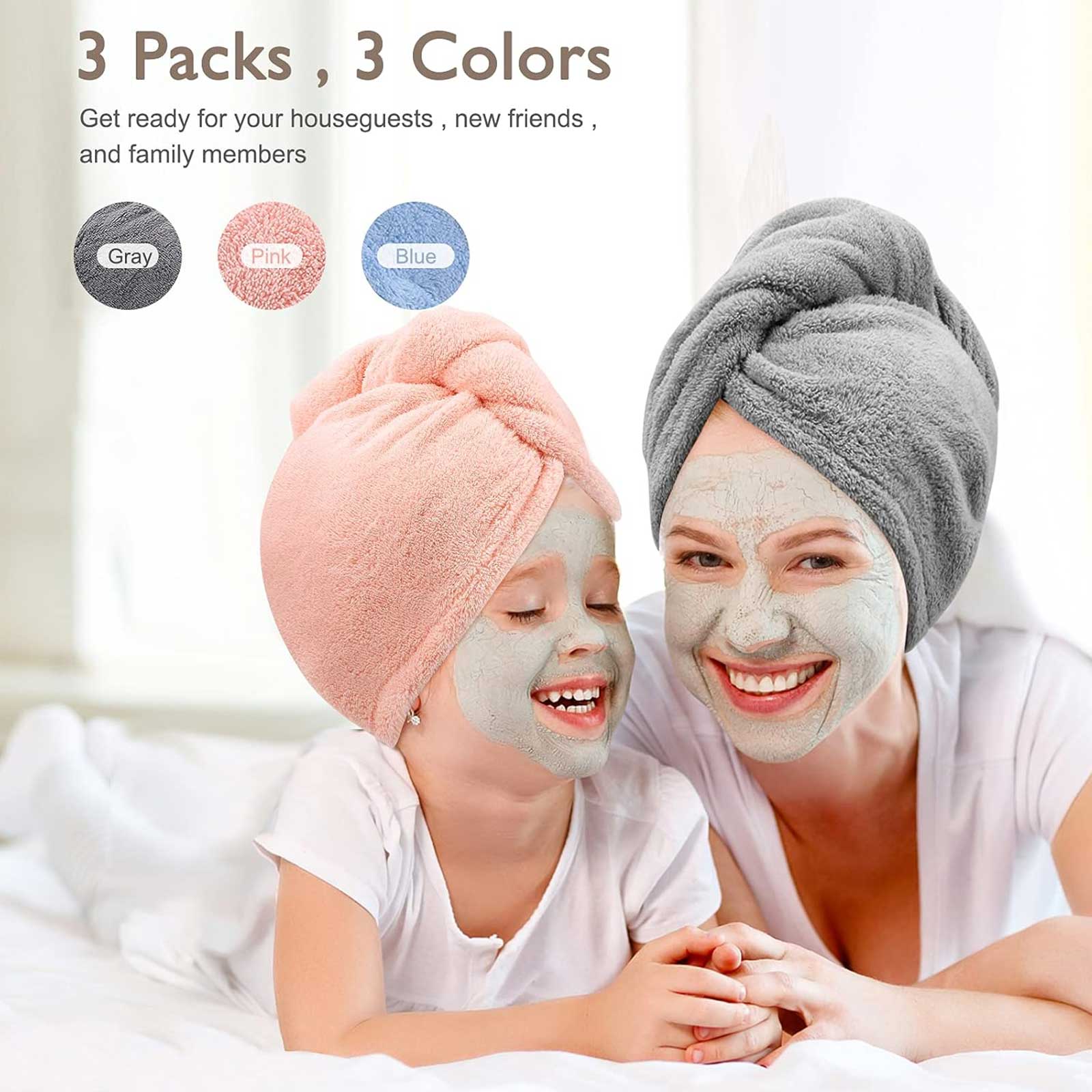 Mikrofaser Haarhandtuch Turban 3er-Set – Ansicht 3