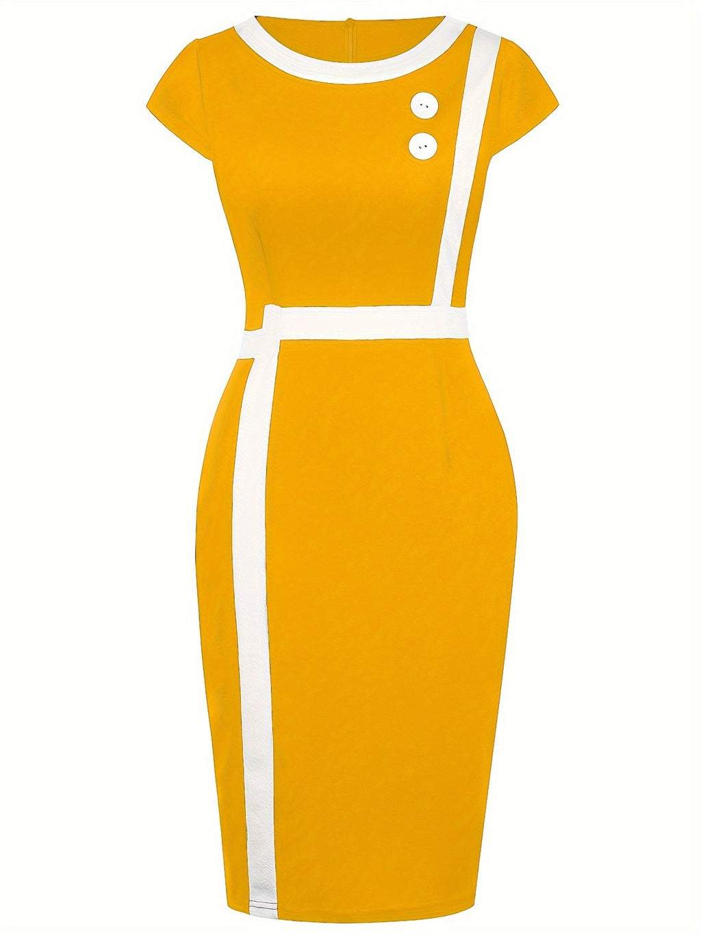 Elegantes Strickkleid mit Kontrastfarben – Bild 3 | LuxeStyle