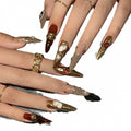 Barocke Fake Nails mit Glitzersteinen