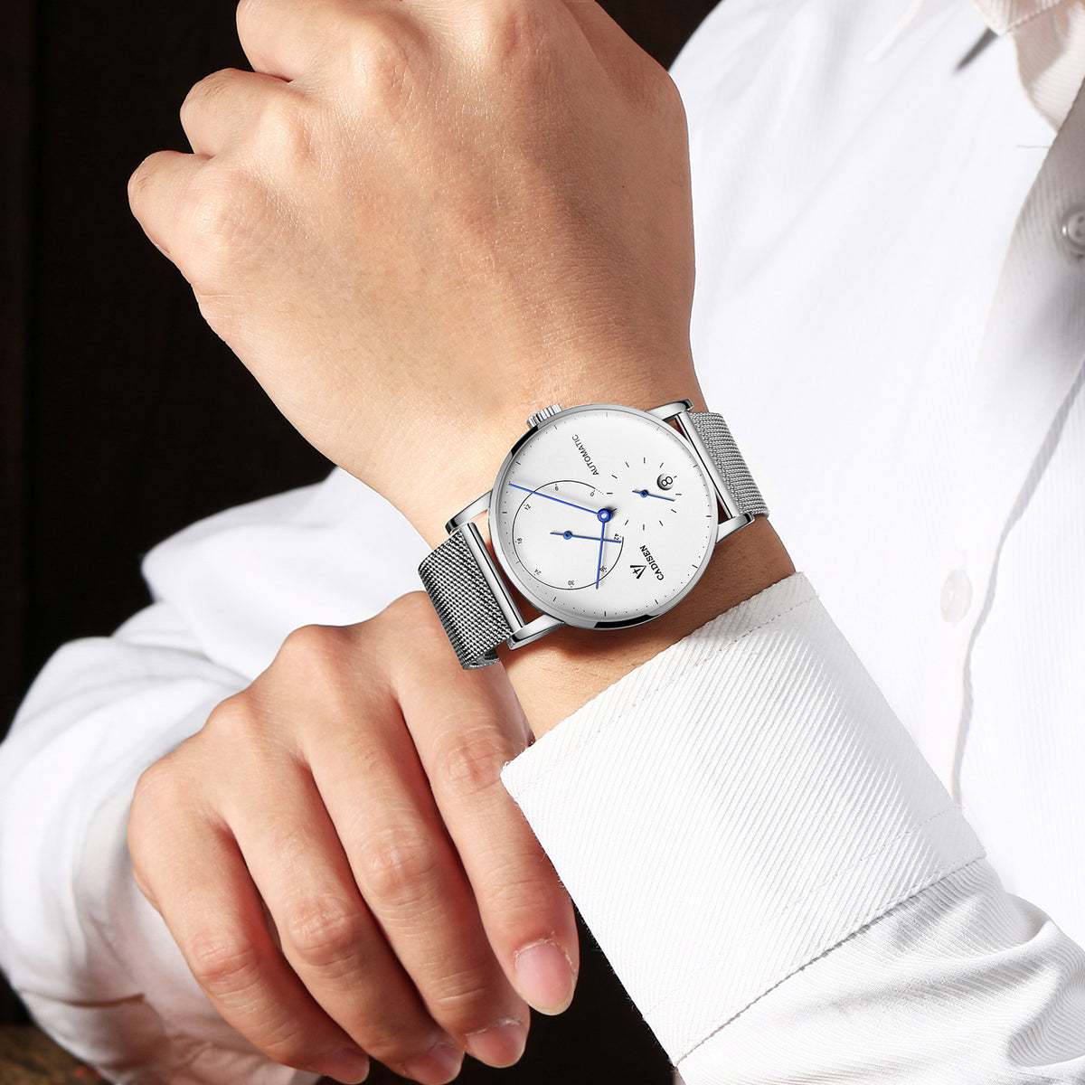 Herren Automatikuhr mit transparentem Gehäuseboden – Bild 5 | LuxeStyle