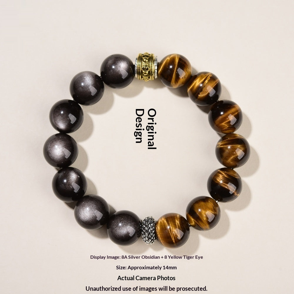 Naturstein-Armband «Obsidienne» – Tigerauge & Obsidian