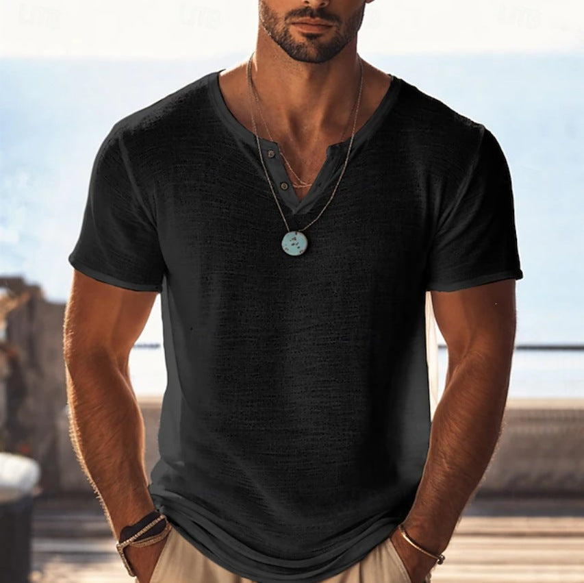 Kurzarm-T-Shirt mit V-Ausschnitt – Bild 2 | LuxeStyle