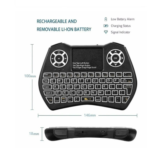 Mini Wireless Tastatur mit Touchpad und RGB-Beleuchtung