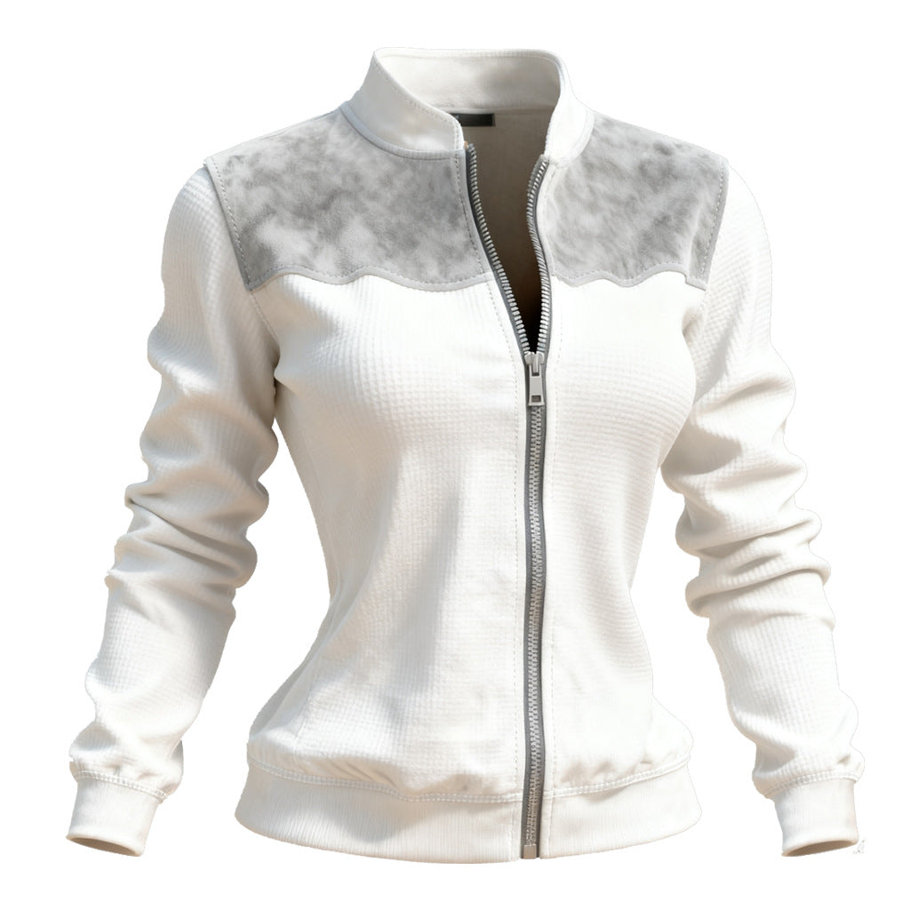 Sportliches Color-Block Langarmshirt mit Reissverschluss
