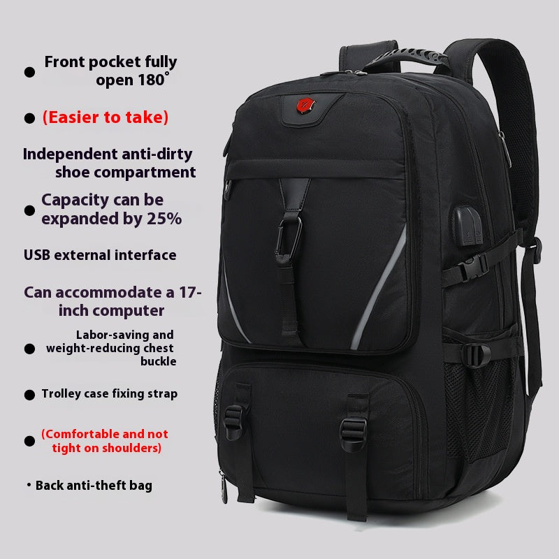 Grosses Herren-Rucksack 56-75 L mit USB-Schnittstelle – Bild 4 | LuxeStyle