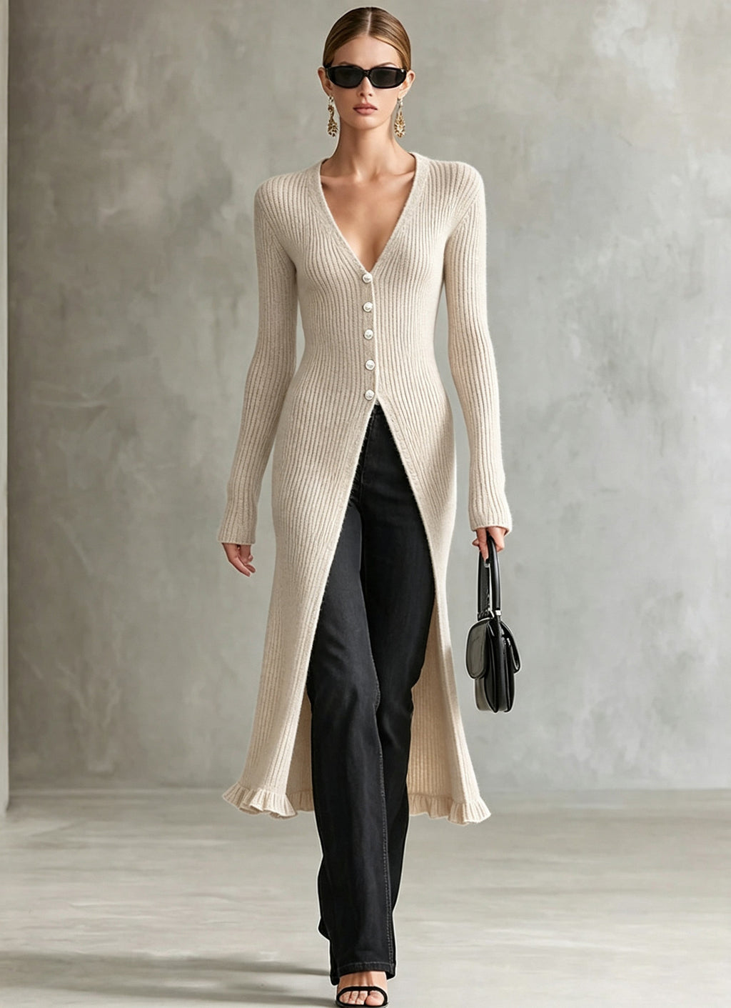 Langer Strick-Cardigan für Damen – Bild 4 | LuxeStyle