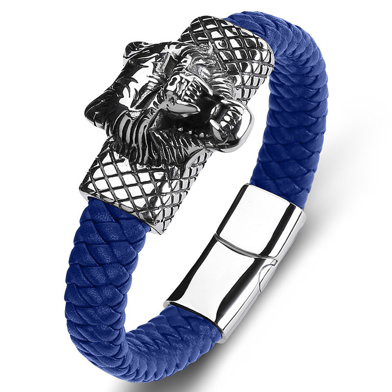 Tiger-Leopard Armband aus Edelstahl und Leder – Bild 4 | LuxeStyle
