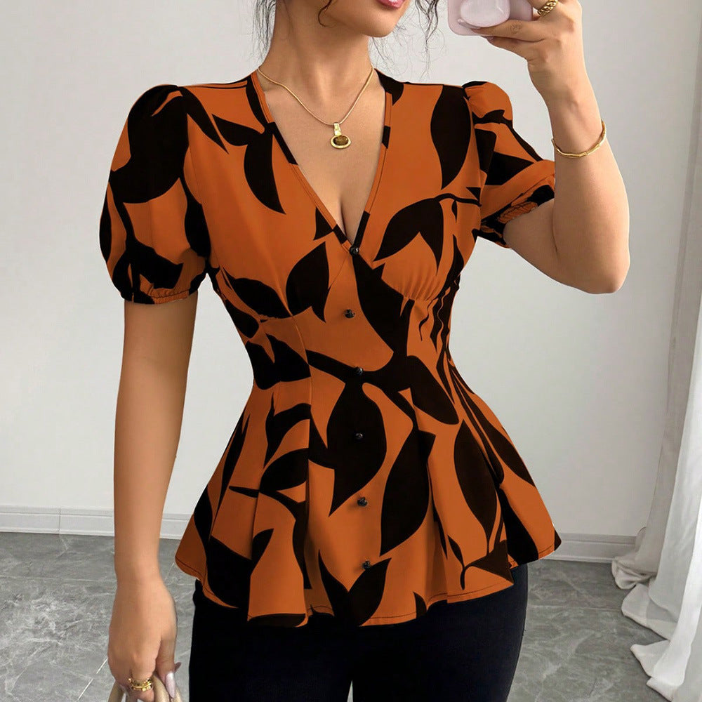 Kurzarm-Hemd mit Blumenmuster | LuxeStyle