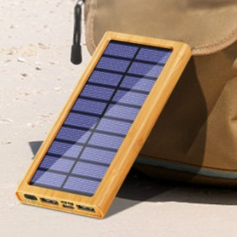 Solar Powerbank Holzmaserung mit LED-Licht