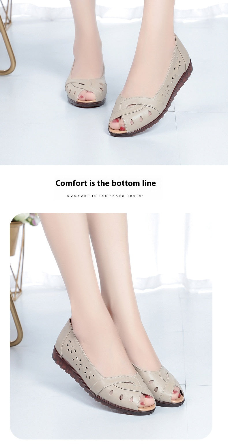Peep Toe Sandalen flach, weiche Ledersohle – Bild 9 | LuxeStyle