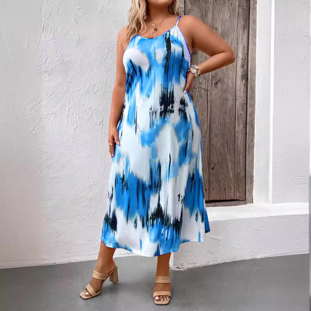 Bedrucktes A-Linien Plus-Size Kleid