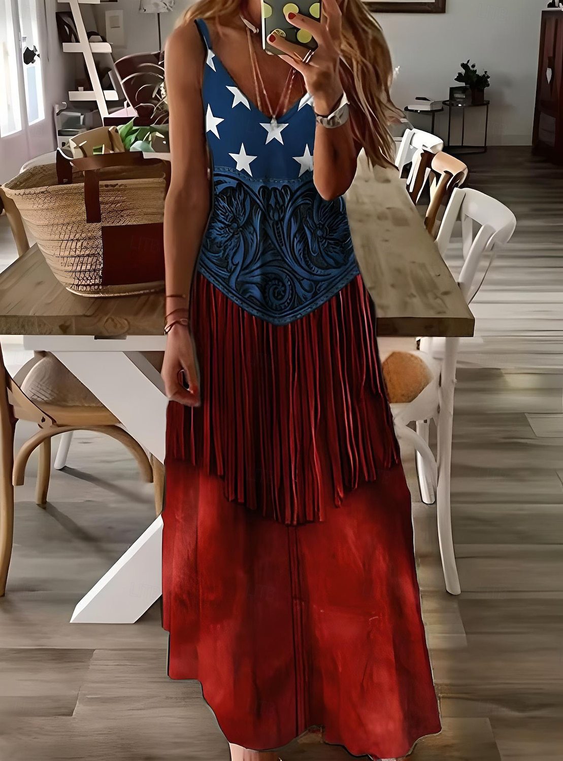 3D Digitaldruck Flaggen-Kleid für Damen