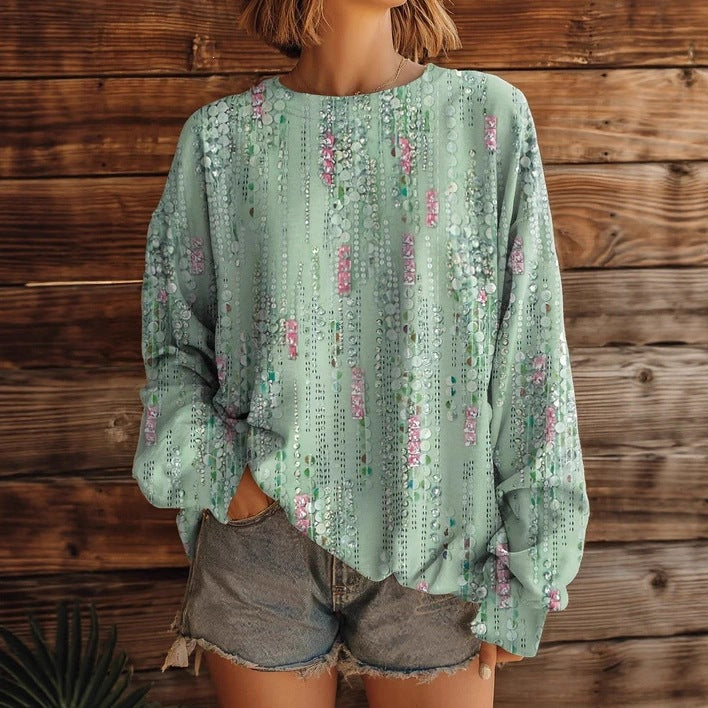 Bedrucktes Langarm-Sweatshirt für Damen