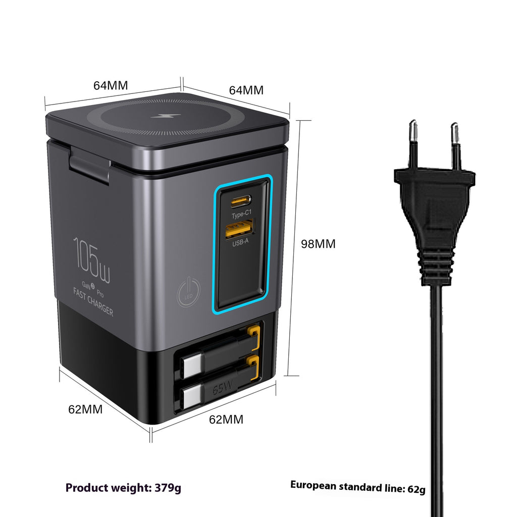 105W Multifunktionales Magnetisches GaN Wireless Ladegerät