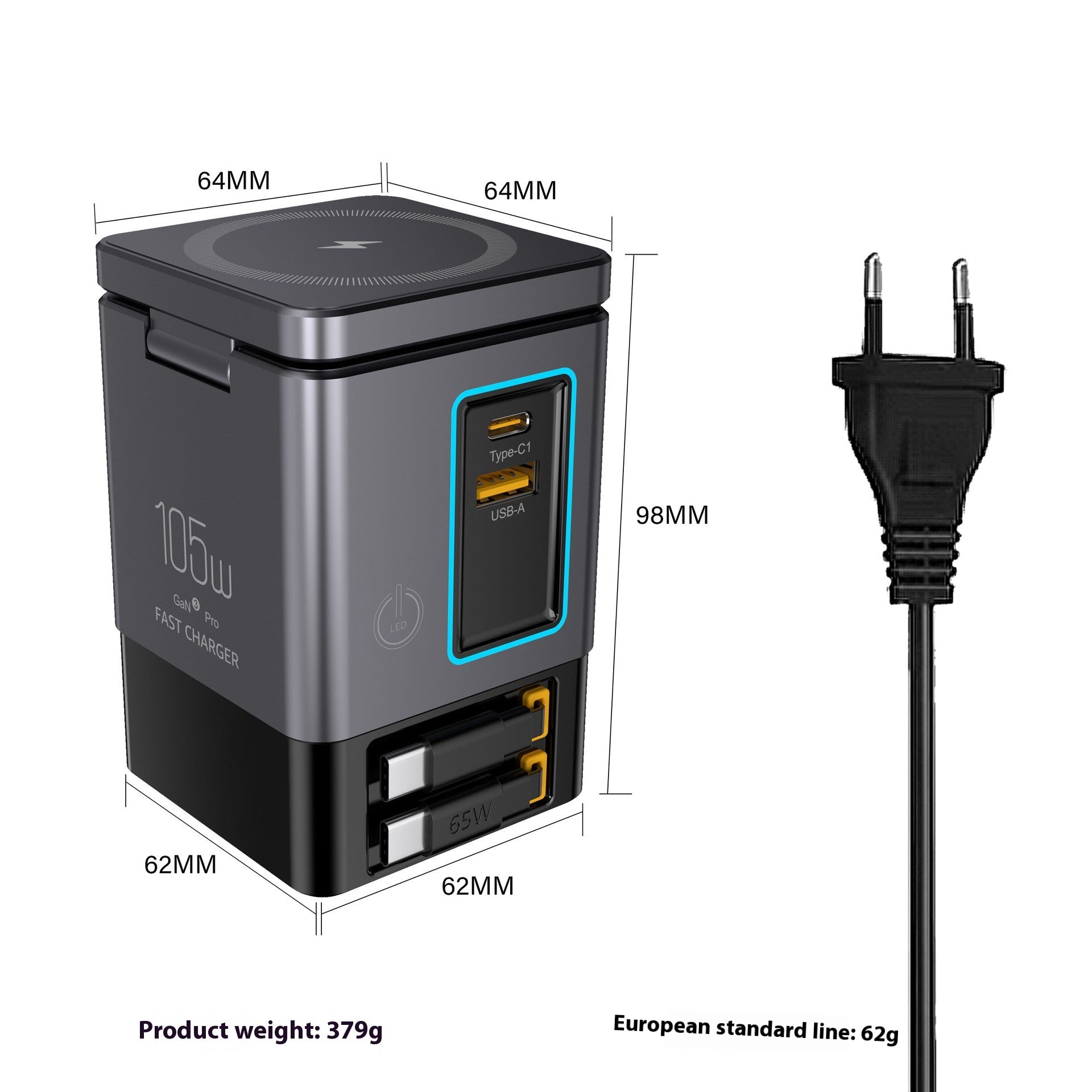 105W Multifunktionales Magnetisches GaN Wireless Ladegerät