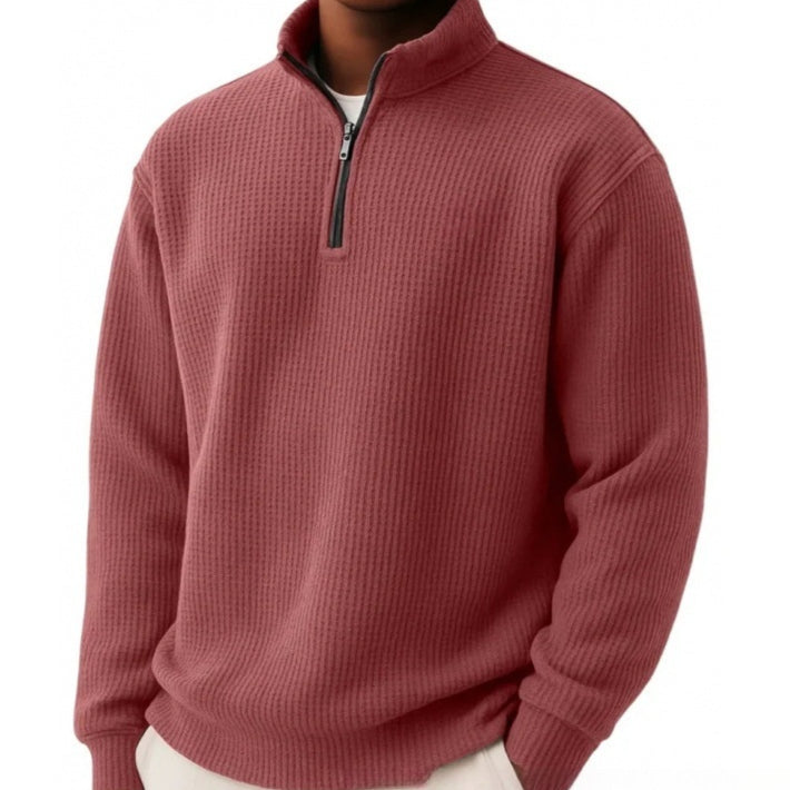 Lässiger kariierter Langarm-Pullover mit Reissverschluss – Bild 6 | LuxeStyle