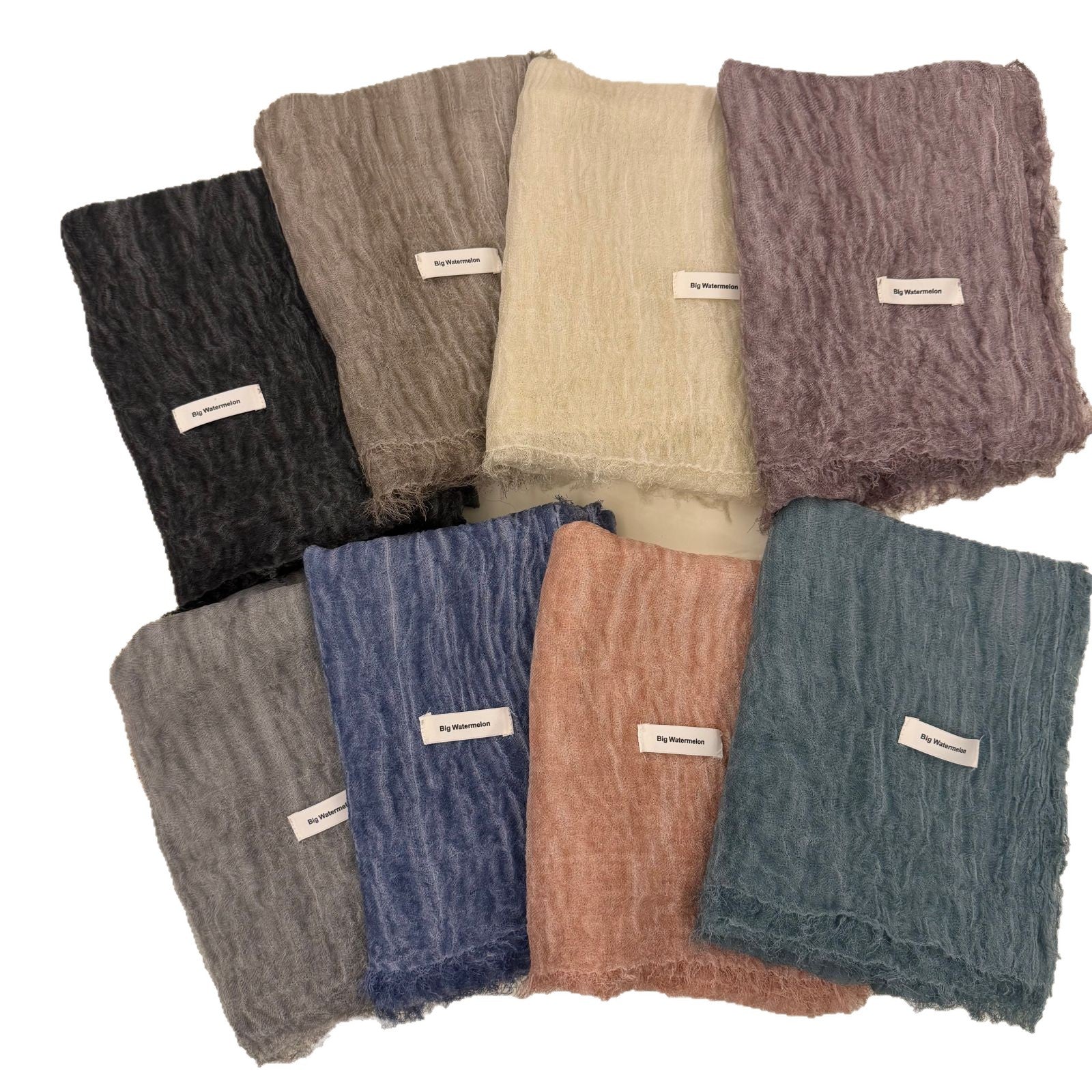 Geknitterter Baumwoll-Leinen Schal im Distressed-Look