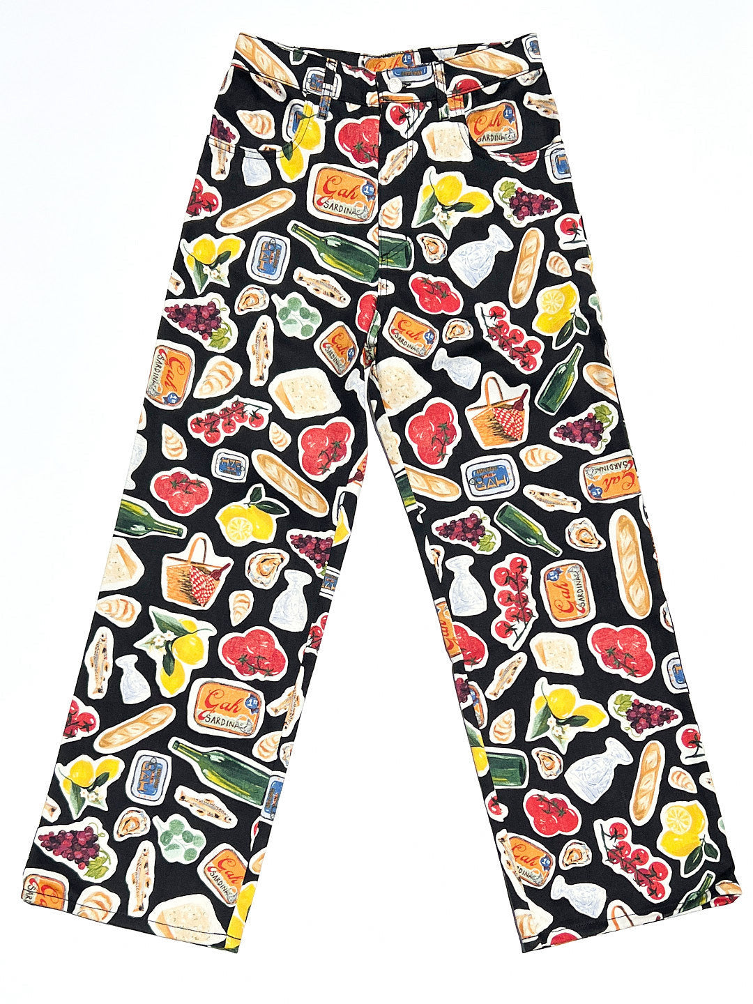 Bedruckte Denim-Hose mit weitem Bein