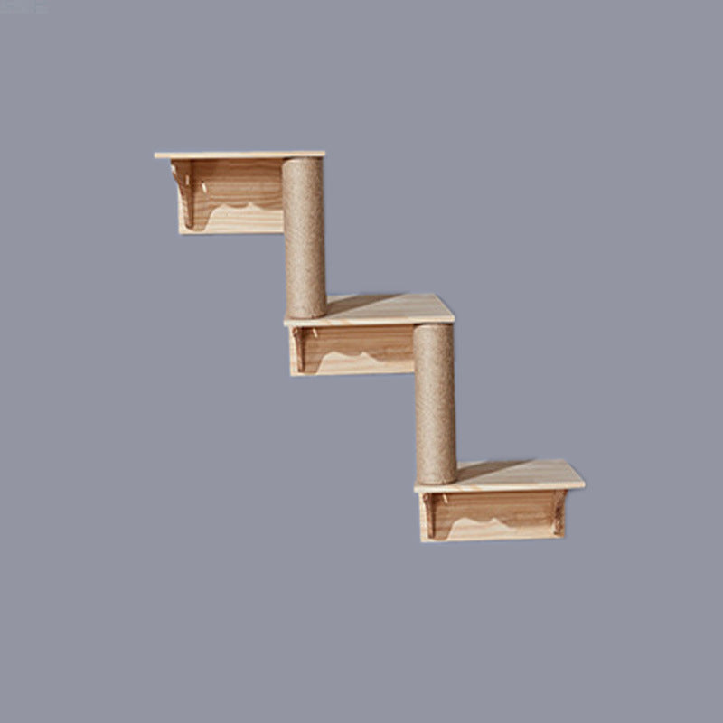 Wandmontierte Katzen-Kletterplattform aus Massivholz