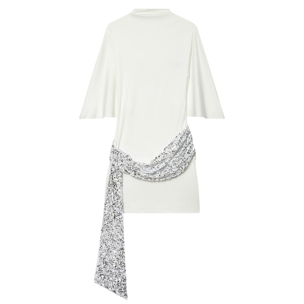 Pailletten- und Perlenkleid im Patchwork-Stil