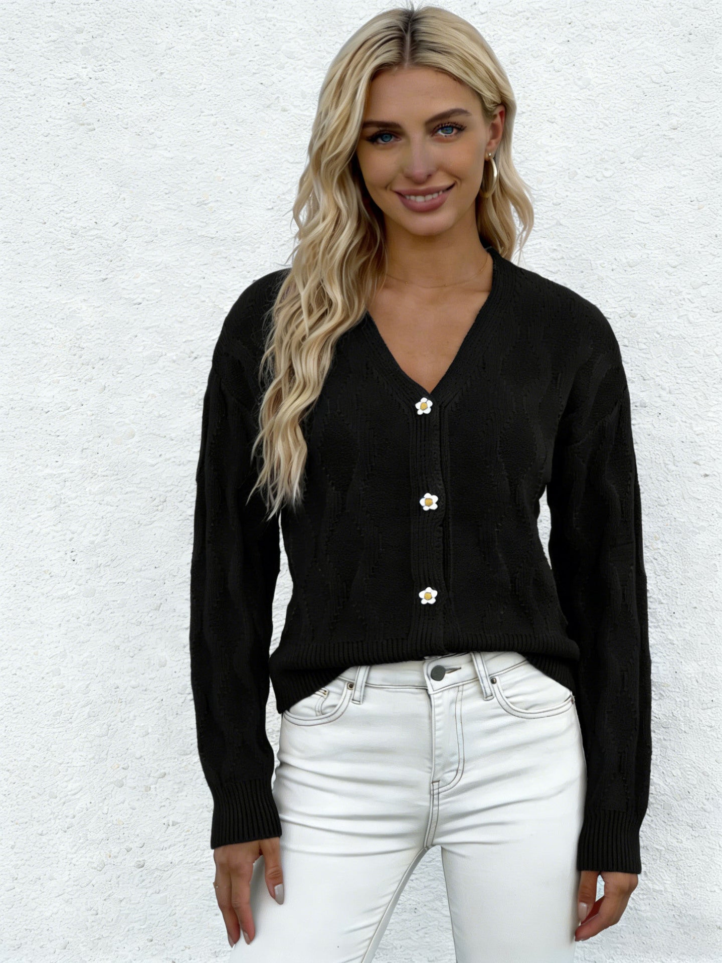 V-Ausschnitt Strickpullover