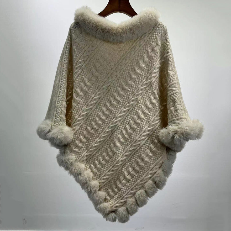 Poncho mit Pelzkragen – Bild 4 | LuxeStyle