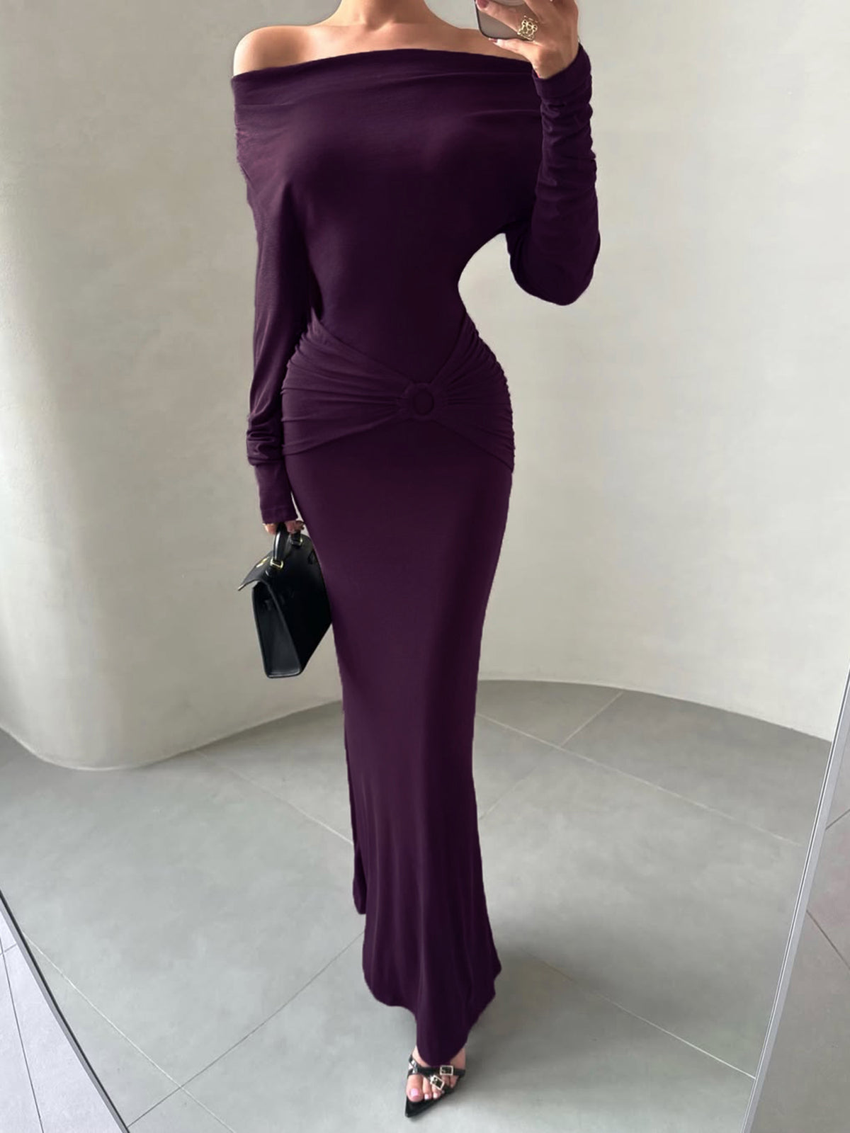 Lila Bodycon-Kleid mit hohem Taillenschnitt | LuxeStyle