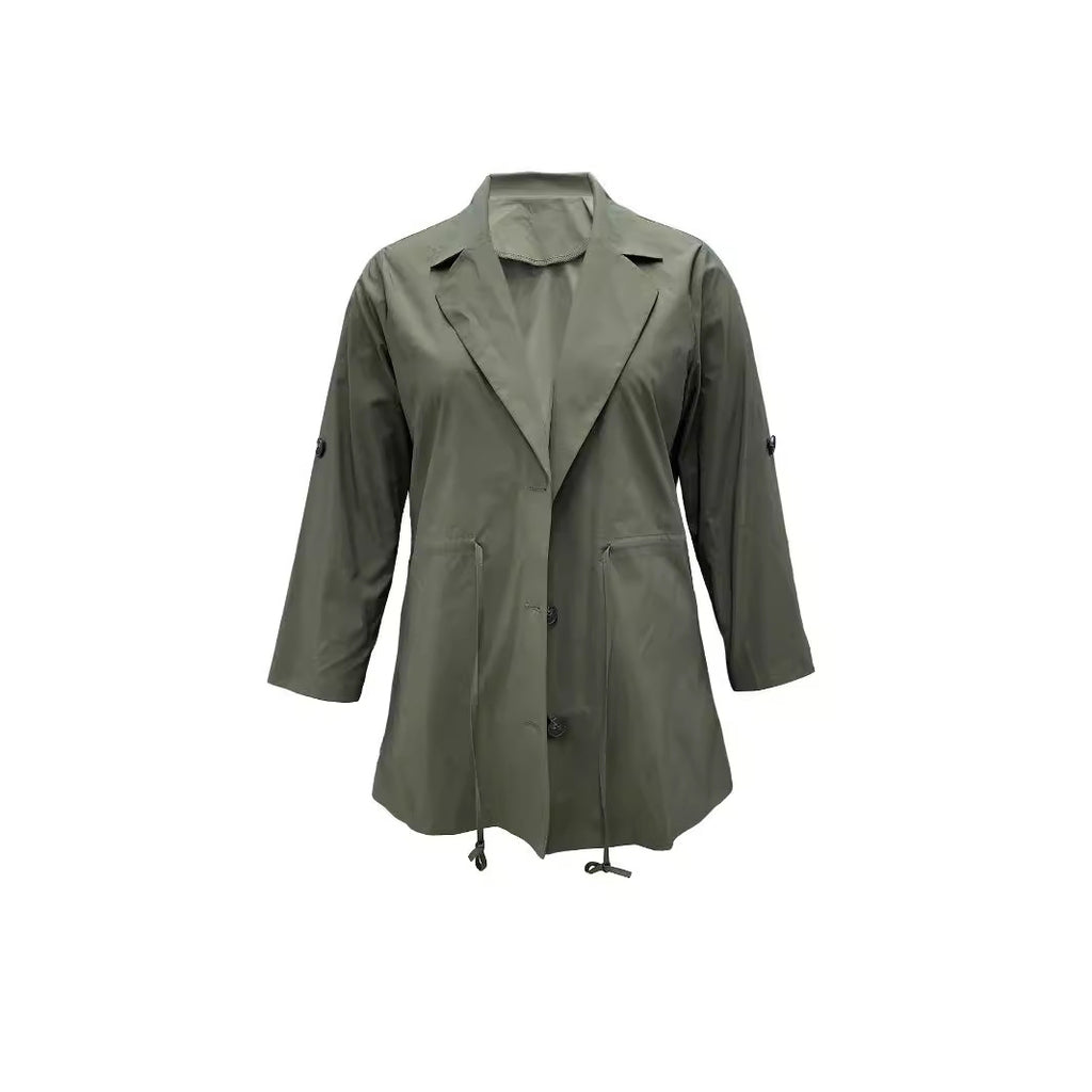 Trenchcoat mit Knopf in Armeegrün – Bild 5 | LuxeStyle