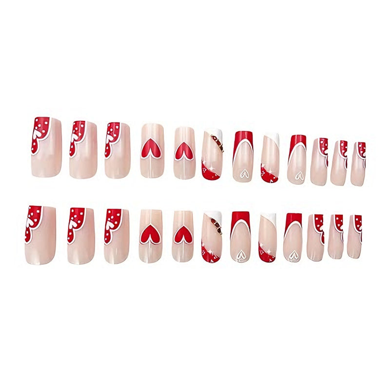 Rote & weisse Herz-Nageldesigns