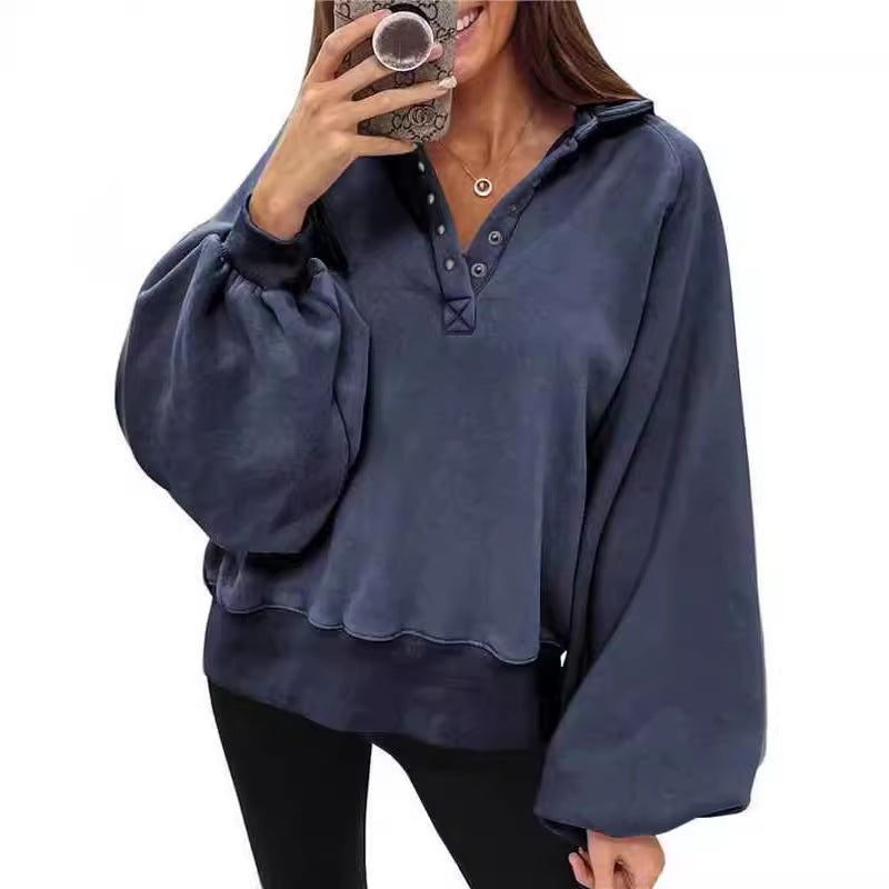 Sportlicher Oversize Pullover mit Knopfleiste