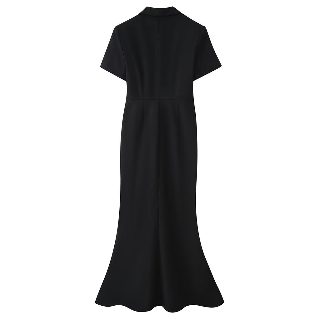 Einfarbiger Eleganter Damenkleid Fischschwanz-Design
