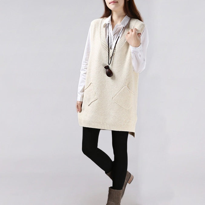 V-Neck Strickweste für Damen, Einheitsgrösse – Bild 1 | LuxeStyle