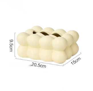 Keramik-Box für Papiertücher, Creme/Silber | LuxeStyle