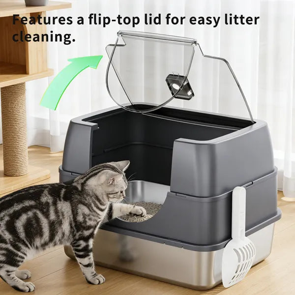 Galaxy Edelstahl-Katzentoilette Grau