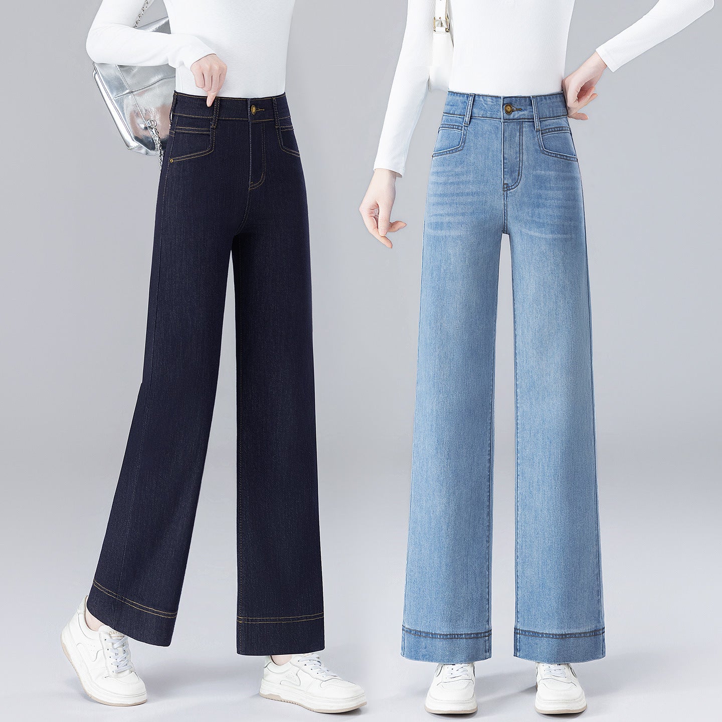 Cropped Wide-Leg Jeans mit hoher Taille