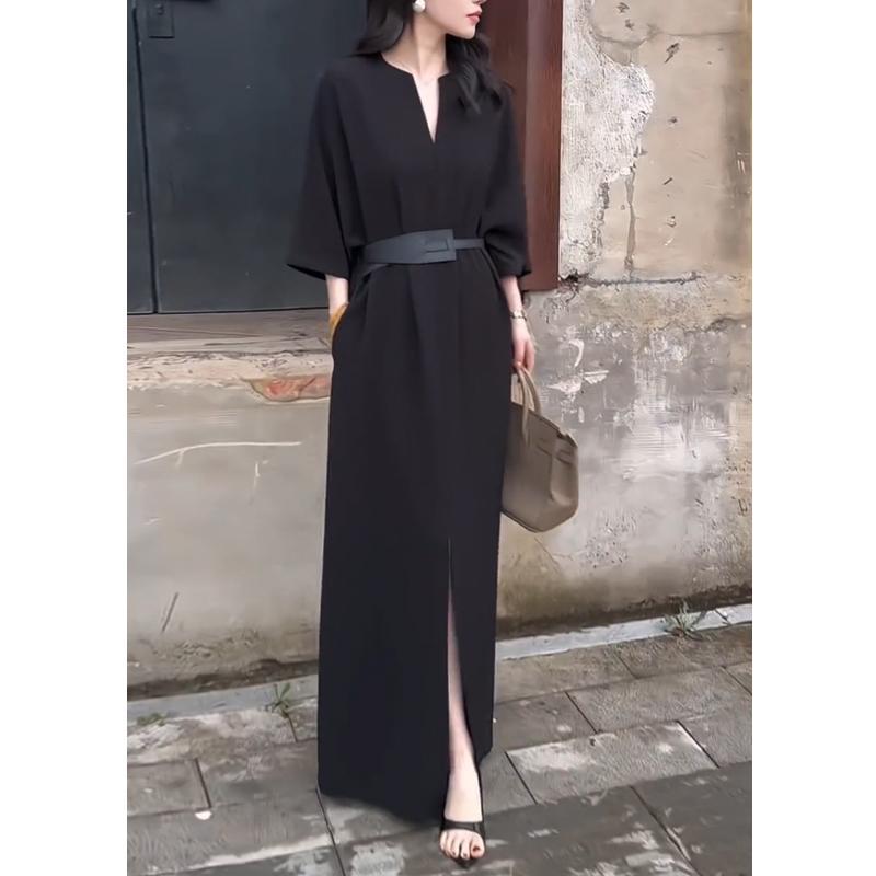 Elegantes V-Ausschnitt Midikleid mit Gürtel