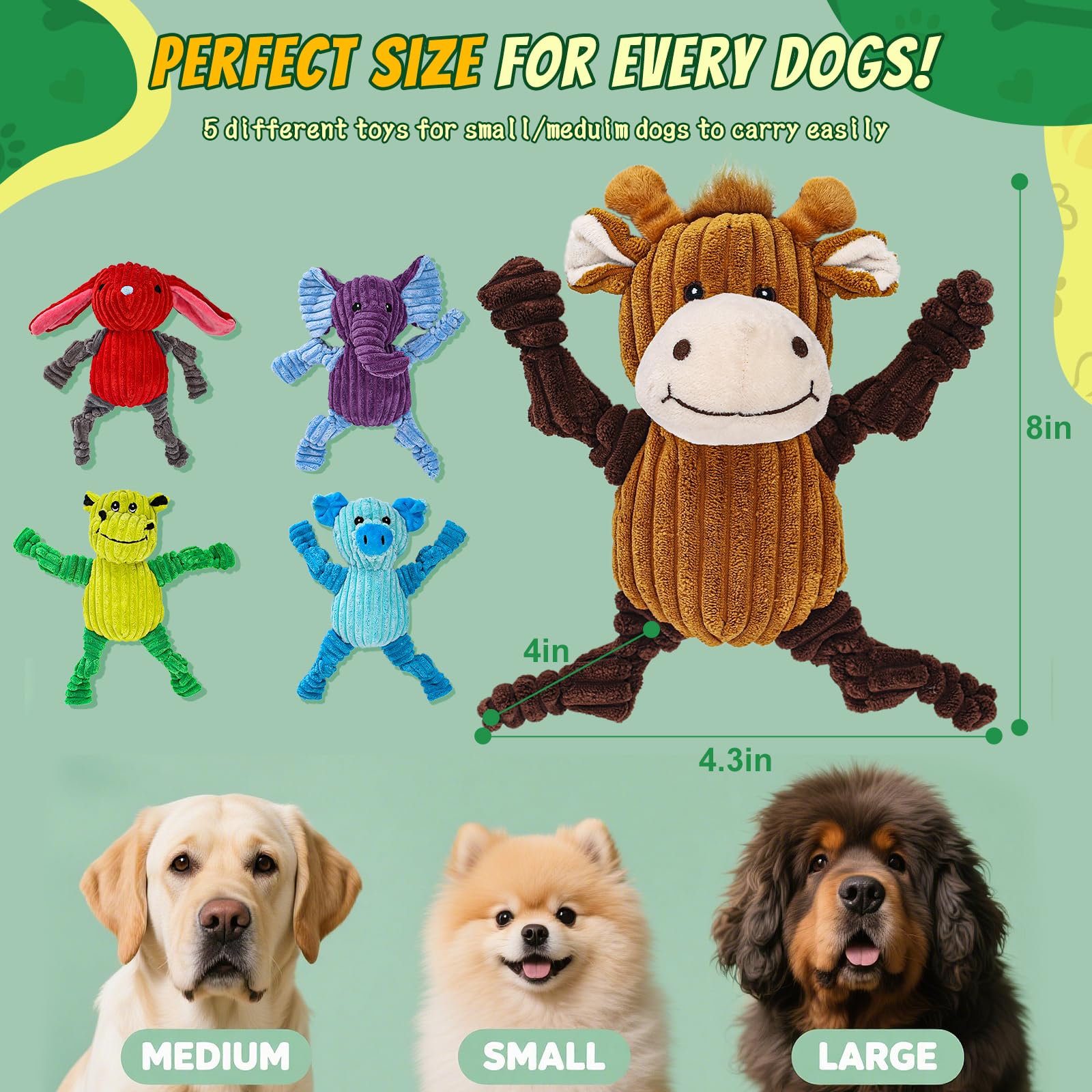 5er-Pack Quietsch-Plüschtiere für Hunde