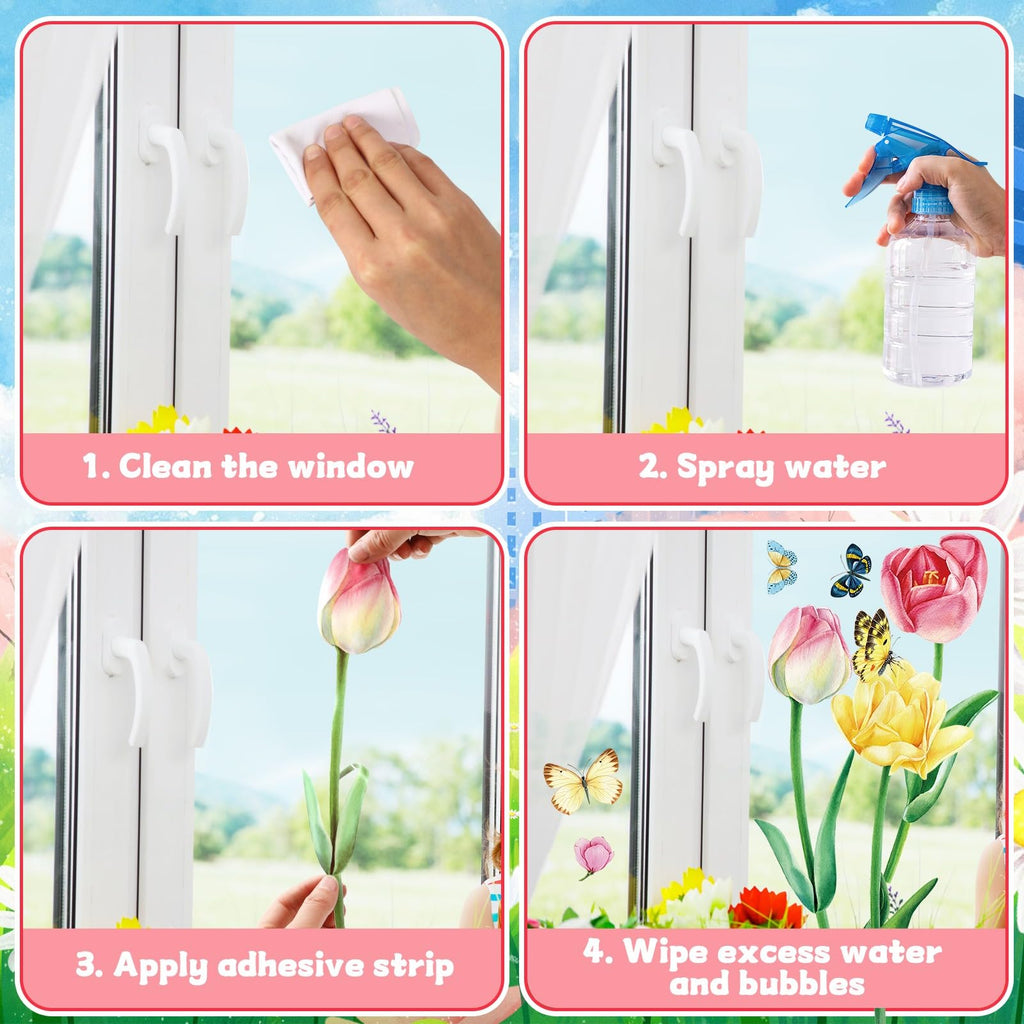 Frühlingshafte Fensterbilder, selbstklebend