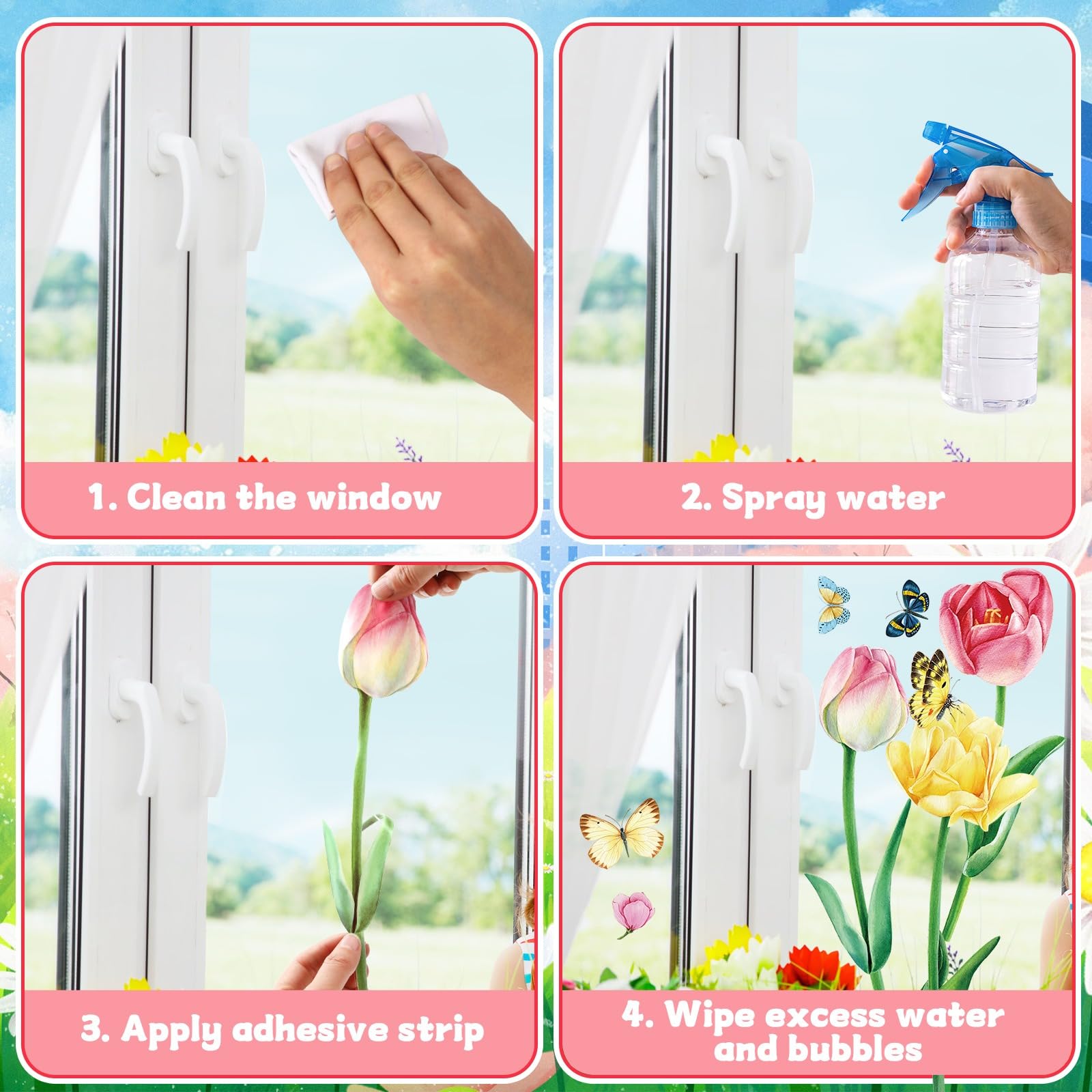 Frühlingshafte Fensterbilder, selbstklebend