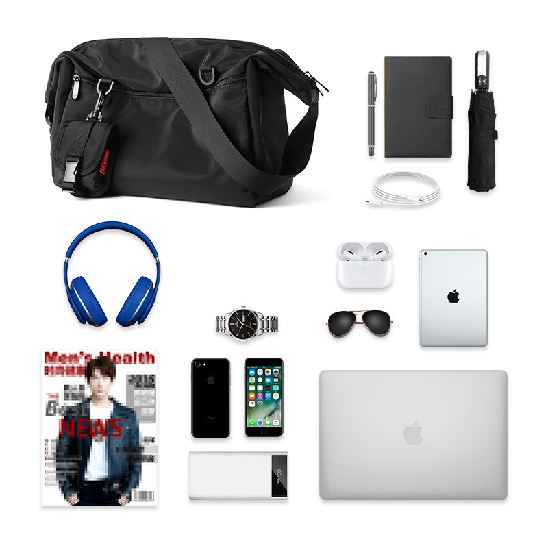 Schultertasche aus Oxford-Stoff, schwarz – Bild 4 | LuxeStyle