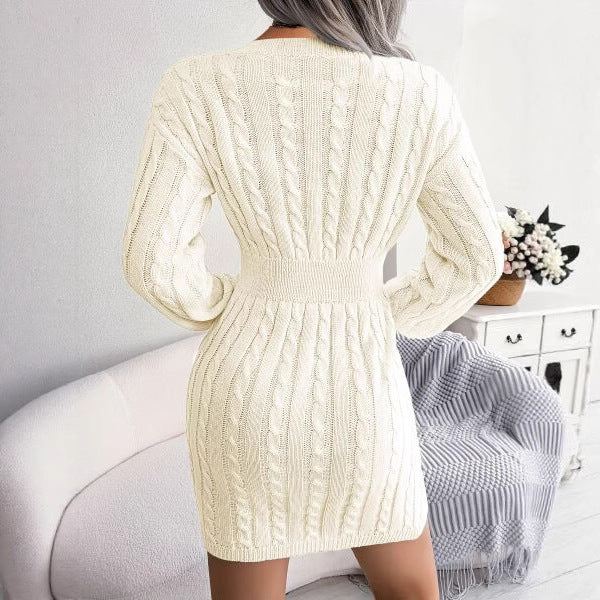 Elegantes Strickkleid mit V-Ausschnitt – Bild 2 | LuxeStyle